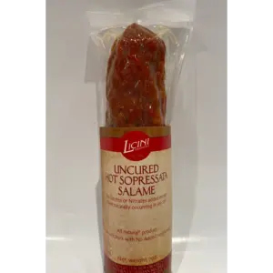 Licini Uncured Hot Sopressata Salami Gluten Free 7oz