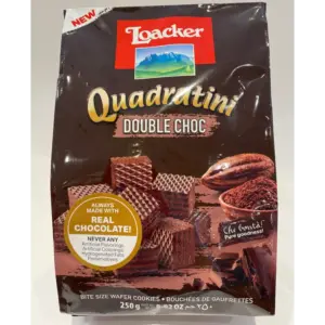Loacker Double Chocolate Wafers Quadratini 250g Crispy Italian Cookies