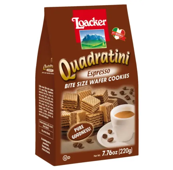 Loacker Quadratini Espresso Coffee Wafer Cookies 220g - Image 3