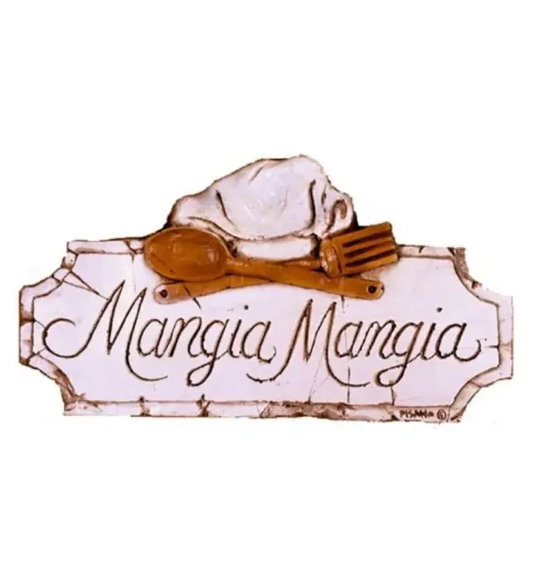 Mangia Mangia Chef Hat Wall Art for Kitchen Decor