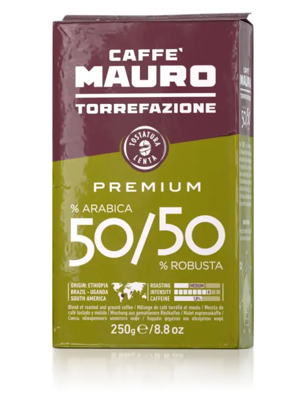 Mauro Ground Espresso Coffee 50% Arabica 50% Robusta 8.8oz Brick