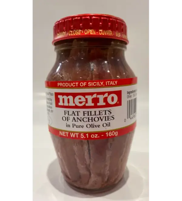 Merro Flat Anchovy Fillets in Olive Oil, 160g