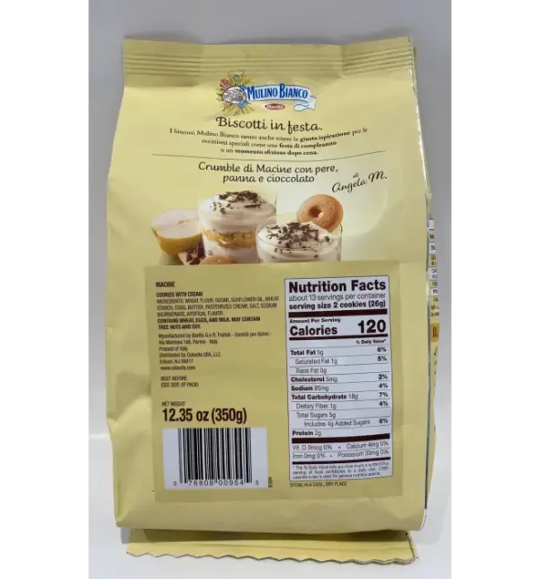 Mulino Bianco Macine Panna Fresca Italian Cookies 12.35oz - Image 2