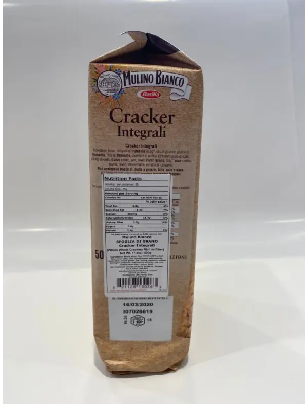 Mulino Bianco Whole Wheat Crackers 500g - Healthy Italian Snacks