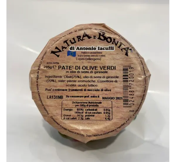 Natura Bonta Green Olive Spread Jar, 10.4 oz - Image 2