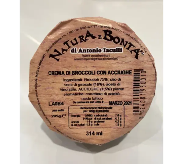 Natura e Bonta Broccoli Anchovy Spread Cream 10.4 oz Jar