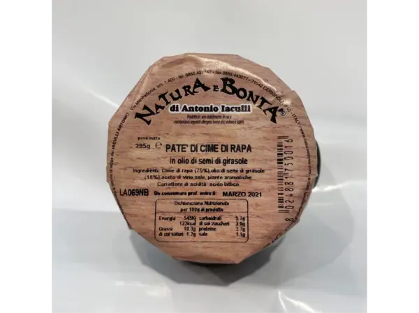 Natura E Bonta Rapini Pate 10.4 oz - Organic Vegetable Spread - Image 2