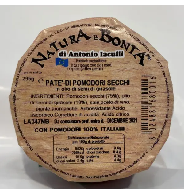 Natura E Bonta Sun-Dried Tomato Pate 10.4 oz Jar