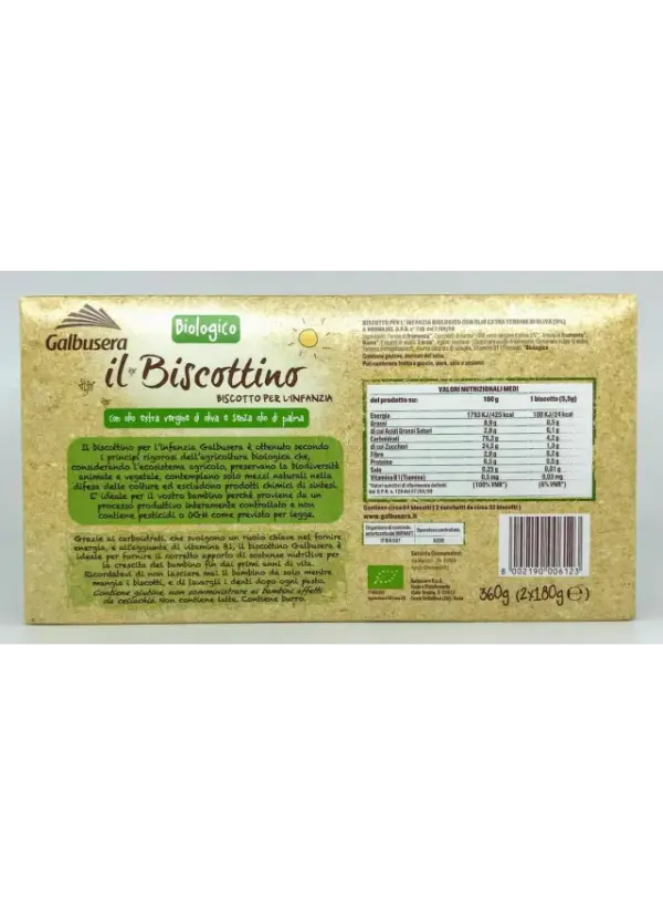 Organic Baby Teething Biscuits Galbusera 360g - Image 2