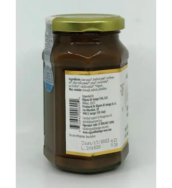 Organic Hazelnut Chocolate Spread - Nocciolata 270g Jar