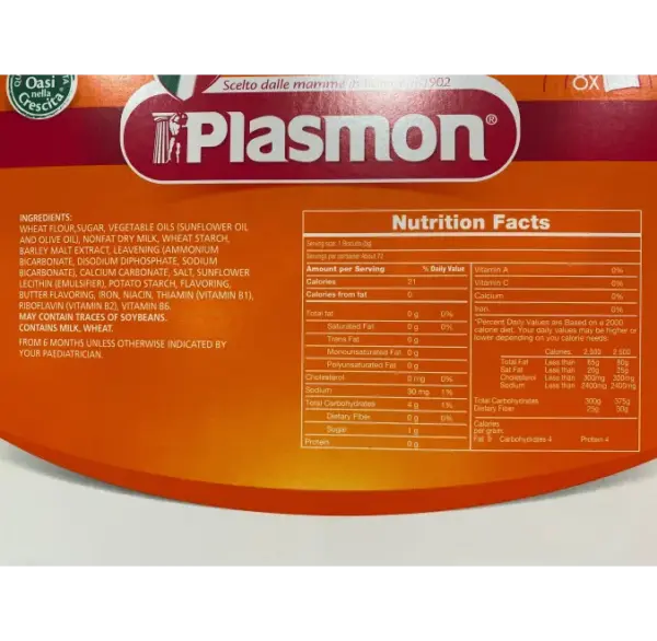 Plasmon Baby Biscuits 320g - Healthy Snack for Infants 11.3 oz - Image 2