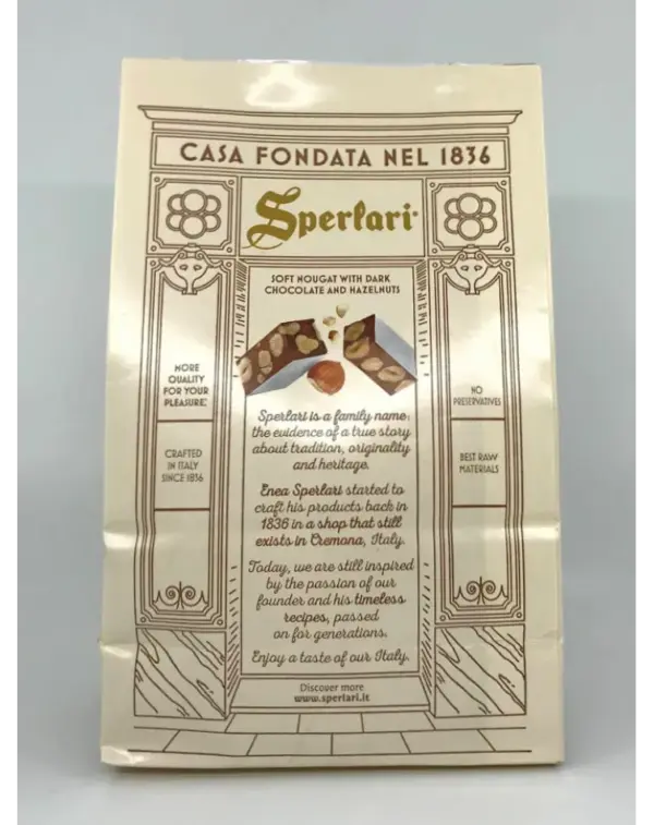 Sperlari Cremonelli Dark Chocolate Hazelnut Nougat Bar 130g - Image 3