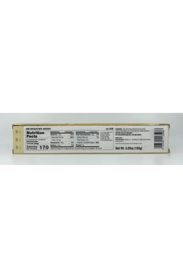 Sperlari Torrone Zanzibar Dark Chocolate Hazelnut Bar 150g