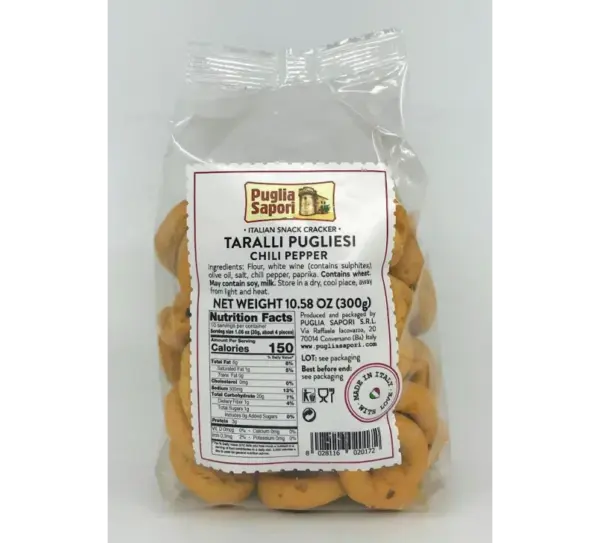 Spicy Pugliese Taralli Italian Snacks - Chili Pepper - 300g