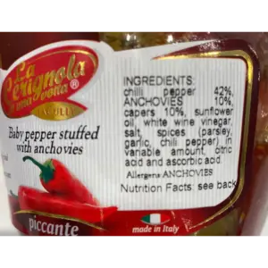 Spicy Stuffed Anchovy Peppers - La Cerignola Piccante, 10.23 oz