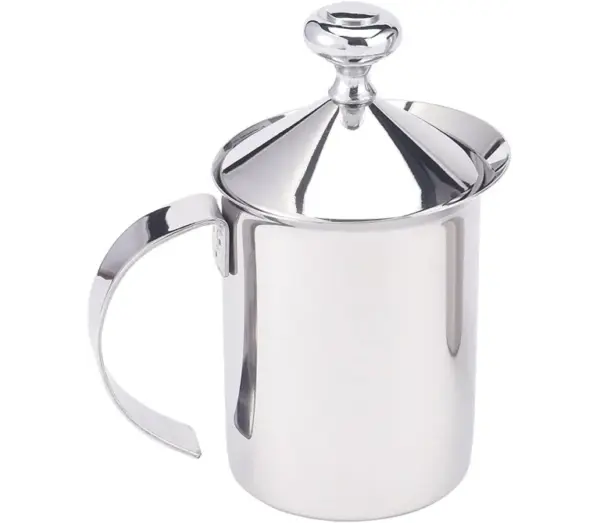 Stainless Steel Milk Frother 14oz - Handheld Electric Whisk for Coffee & Latte