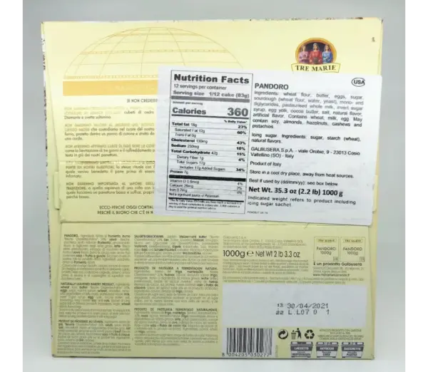 Tre Marie Authentic Pandoro Italian Christmas Bread 1kg - Image 3