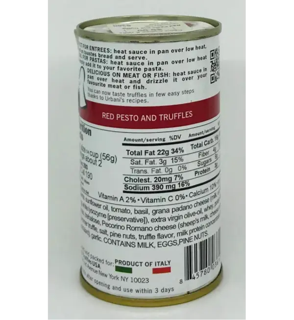 Urbani Red Pesto with Truffles 180g Jar - Authentic Italian Sauce