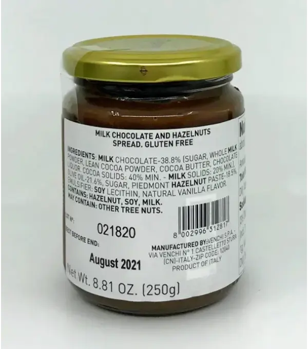 Venchi Creamy Hazelnut Spread 250g
