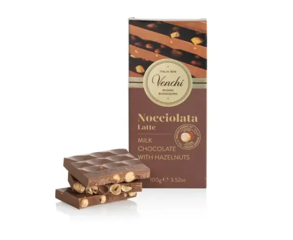 Venchi Italian Milk Chocolate Hazelnut Bar 100g - Image 2