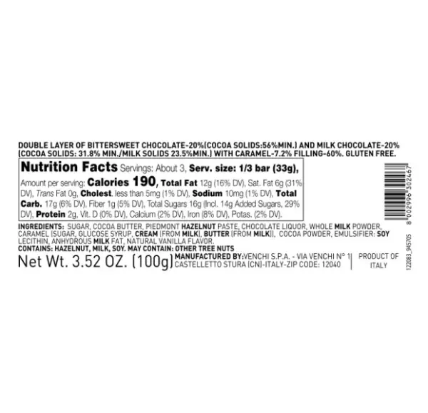 Venchi Truffle Nougatine Chocolate Cigar 100g - Image 2