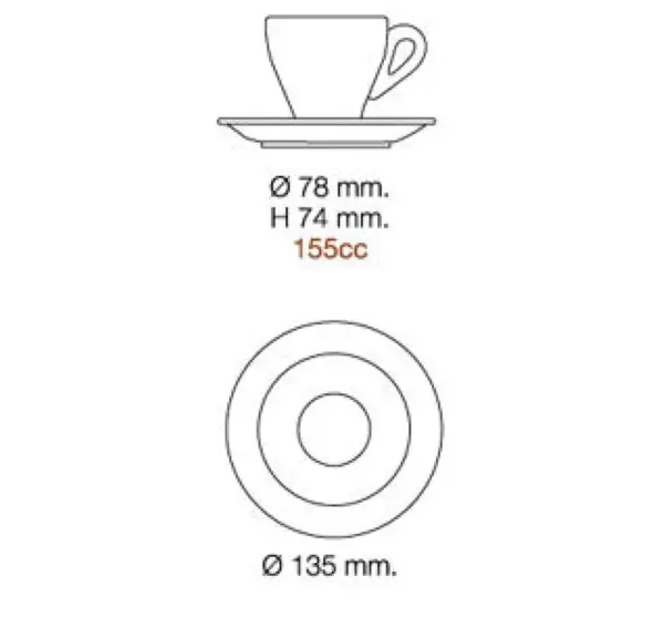 White Cappuccino Cup Set 6-Piece Milano by Nuova Point
